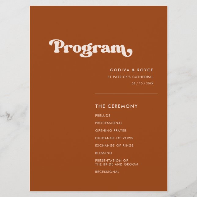programa de casamento laranja queimado por na moda (Frente)