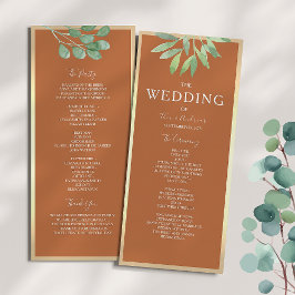 Programa de Casamento Laranja Queimado Rústico