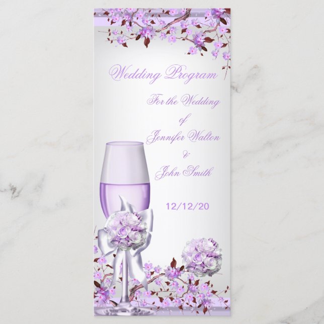 Programa de Casamento Lavanda Roxo Lilás Flor de C (Frente)