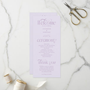Programa de Casamento Lilás Tipografia Moderna