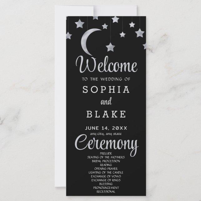 Programa de Casamento Lua Crescente Estrelas Prate (Frente)