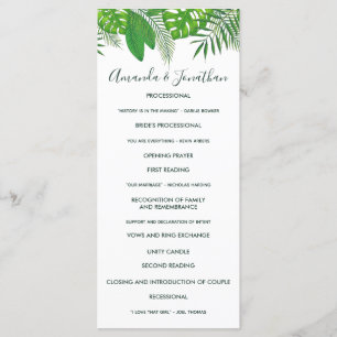 Programa de Casamento Luau Havaiano Aquarela Aloha