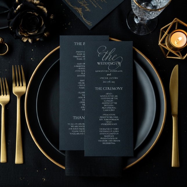 Programa de Casamento Luxuoso em Preto Ardósia Esc (Criador carregado)