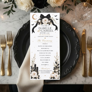 Programa de Casamento Luxuoso Gótico com Laço Pret