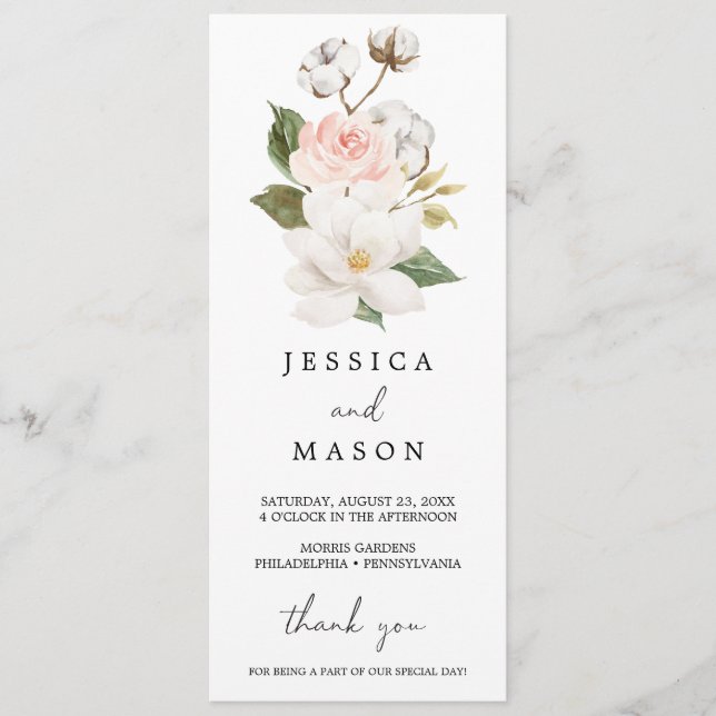 Programa de Casamento Magnolia Cotton (Frente)