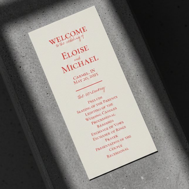 Programa de Casamento Manuscrito Elegante Minimali (Elegant Minimalist Handwritten Wedding Program)