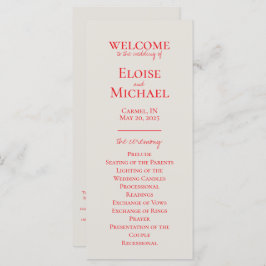 Programa de Casamento Manuscrito Elegante Minimali