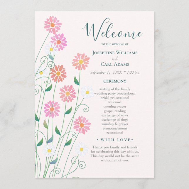 Programa de Casamento Margaridas Country Fofo (Verso)