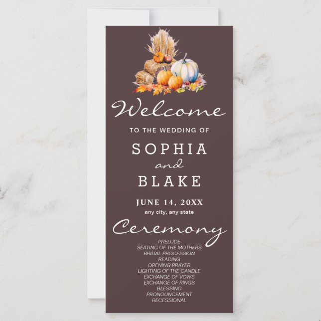 Programa de Casamento Marrom - Pumpkins Branco e L (Frente)