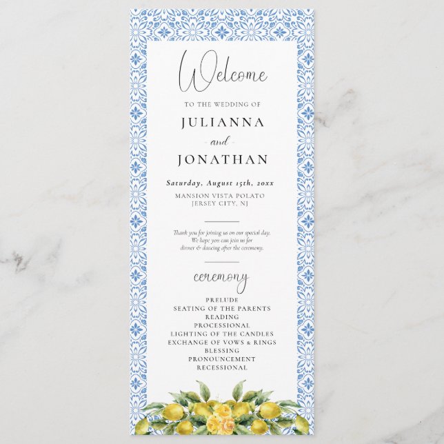 Programa de Casamento Mediterrâneo La Dolce Vita (Frente)