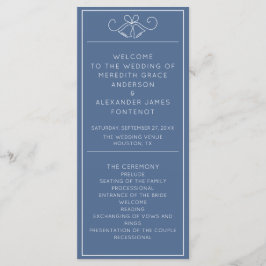Programa de Casamento Minimalista Azul e Branco