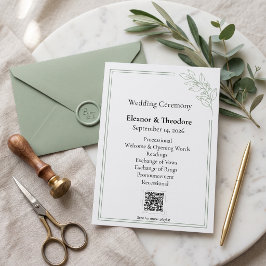 Programa de Casamento Minimalista Código QR Verde