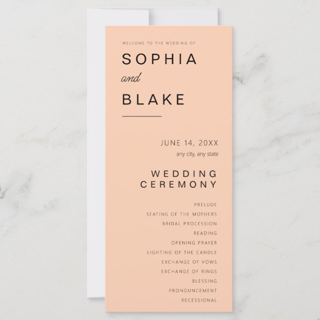 Programa de Casamento Minimalista Damasco Simples (Frente)