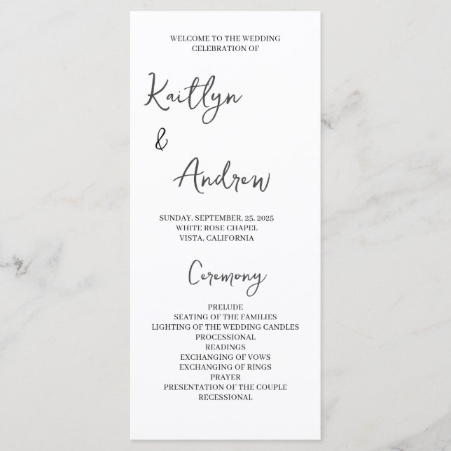 Programa de Casamento Minimalista - Elegância Mode (Frente)