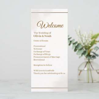 Programa de Casamento Minimalista em Dourado Elega
