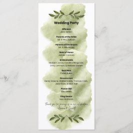 Programa de Casamento Minimalista Folha Verde Mode