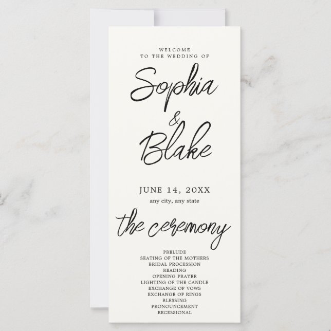 Programa de Casamento Minimalista Moderno Branco C (Frente)