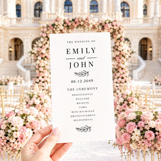 Programa de Casamento Minimalista Moderno Preto e  (Criador carregado)