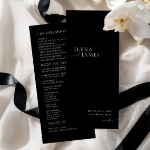 Programa de Casamento Minimalista Moderno Preto e 