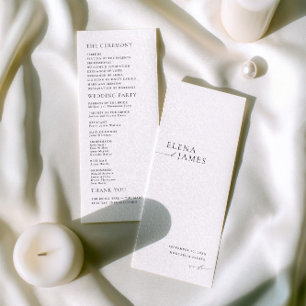 Programa de Casamento Minimalista Moderno Preto e 