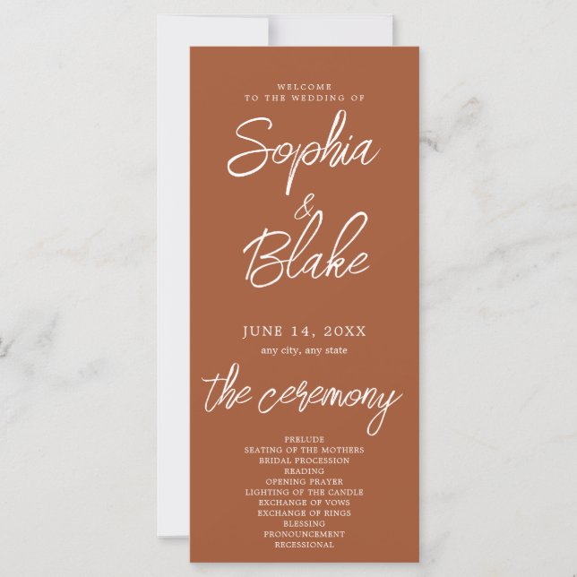 Programa de Casamento Minimalista Moderno Sienna B (Frente)
