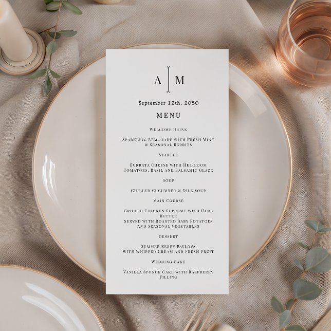 Programa de Casamento Minimalista Monograma Preto  (Criador carregado)