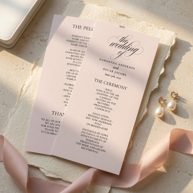 Programa de Casamento Minimalista Rosa Elegante Ca (Criador carregado)