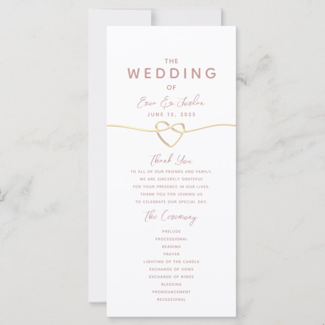 Programa de Casamento Minimalista Rosa Empoeirado (Frente)