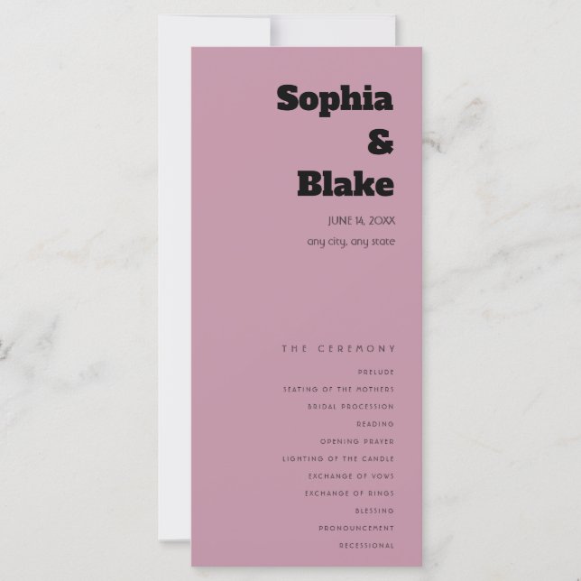 Programa de Casamento Minimalista Rosa Po dusty Si (Frente)