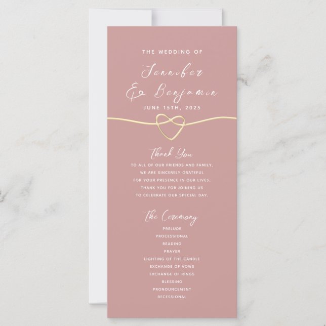 Programa de Casamento Minimalista Rosa Poeirento (Frente)