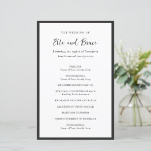 Programa de Casamento Minimalista Tipografia Moder