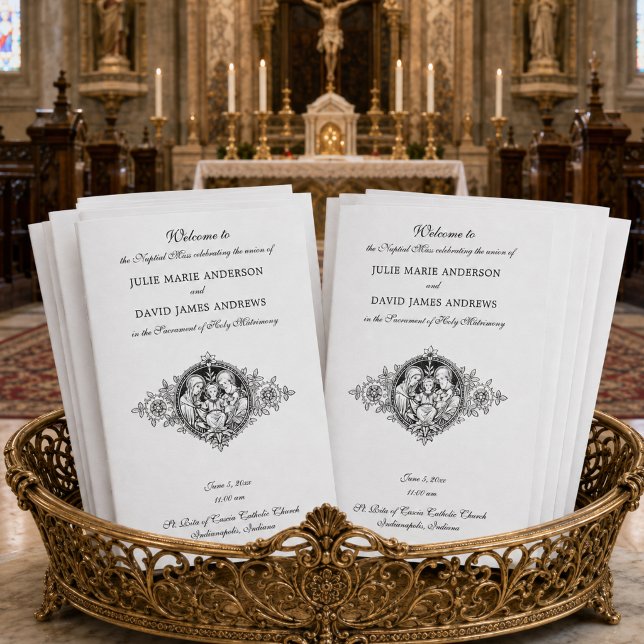 Programa de Casamento Missa Latina Católica Preto  (Criador carregado)