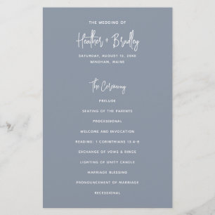 Programa de Casamento Moderno Azul Empoeirado Mini