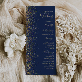 Programa de Casamento Moderno com Borda de Glitter