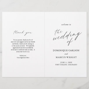 Programa de Casamento Moderno com Caligrafia Elega