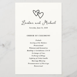 Programa de Casamento Moderno com Corações Desenha