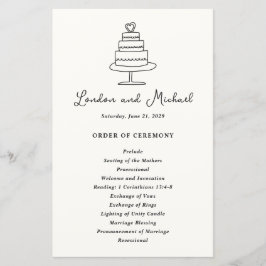 Programa de Casamento Moderno com Desenho à Mão de