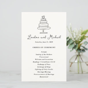 Programa de Casamento Moderno com Desenho à Mão de