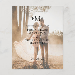 Programa de Casamento Moderno com Monograma em Fot