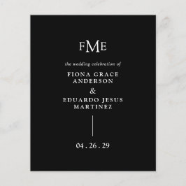 Programa de Casamento Moderno com Monograma Fiona 