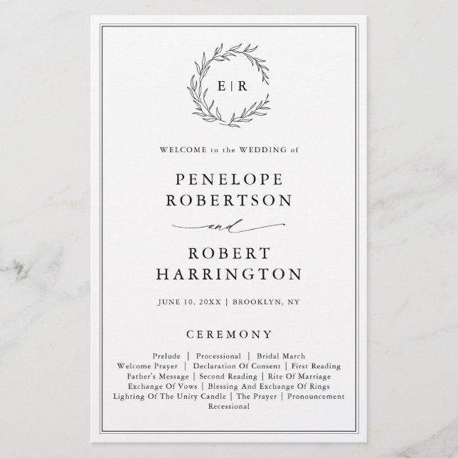 Programa de Casamento Moderno da Folha Branca Negr (Frente)