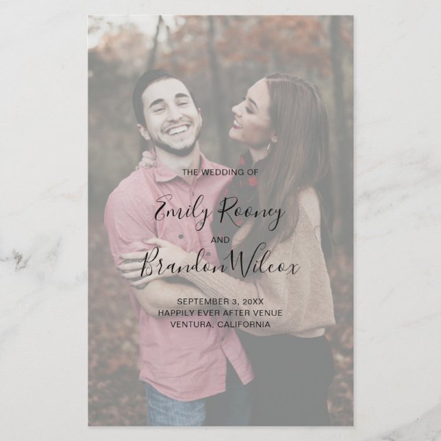 Programa de Casamento Moderno de Fotos Elegante (Frente)