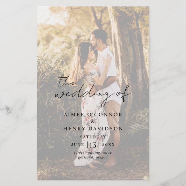 Programa de Casamento Moderno de Script Rustic Aim (Frente)