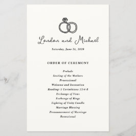 Programa de Casamento Moderno Desenho à Mão Argola