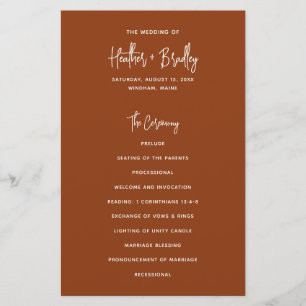 Programa de Casamento Moderno em Cobre Minimalista