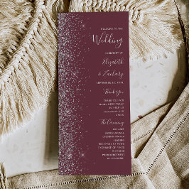 Programa de Casamento Moderno em Glitter Prata Bur