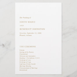 Programa de Casamento Moderno em Ouro Minimalista