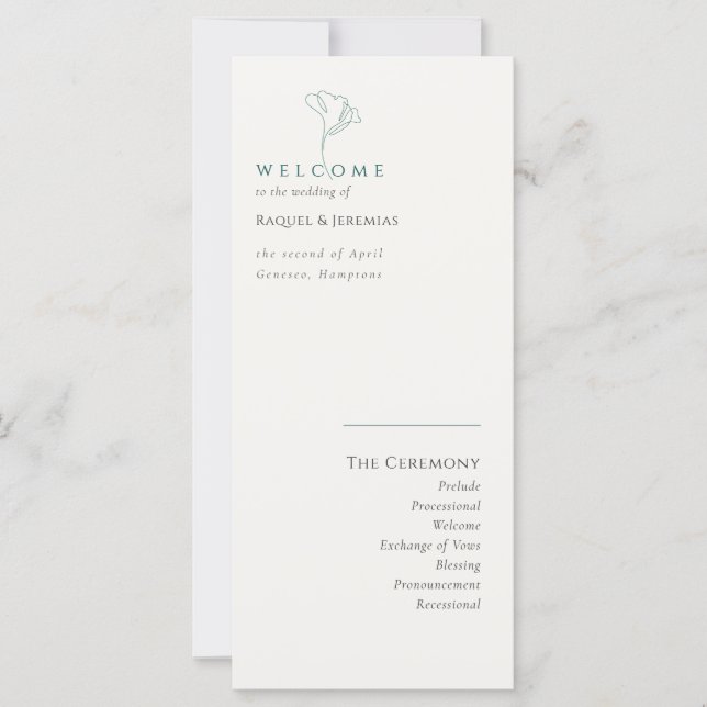 Programa de Casamento Moderno Esmeralda Simplesmen (Frente)