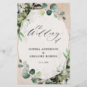 Programa de Casamento Moderno Eucalyptus Sage Gree