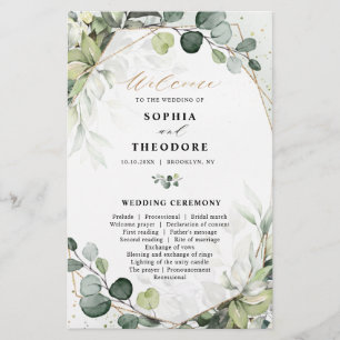 Programa de Casamento Moderno Eucalyptus Sage Gree